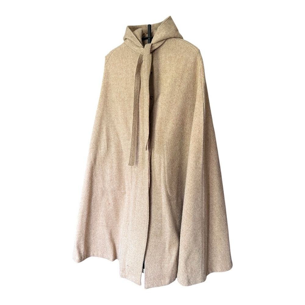 Vintage Camel Wool-Blend Cape Coat